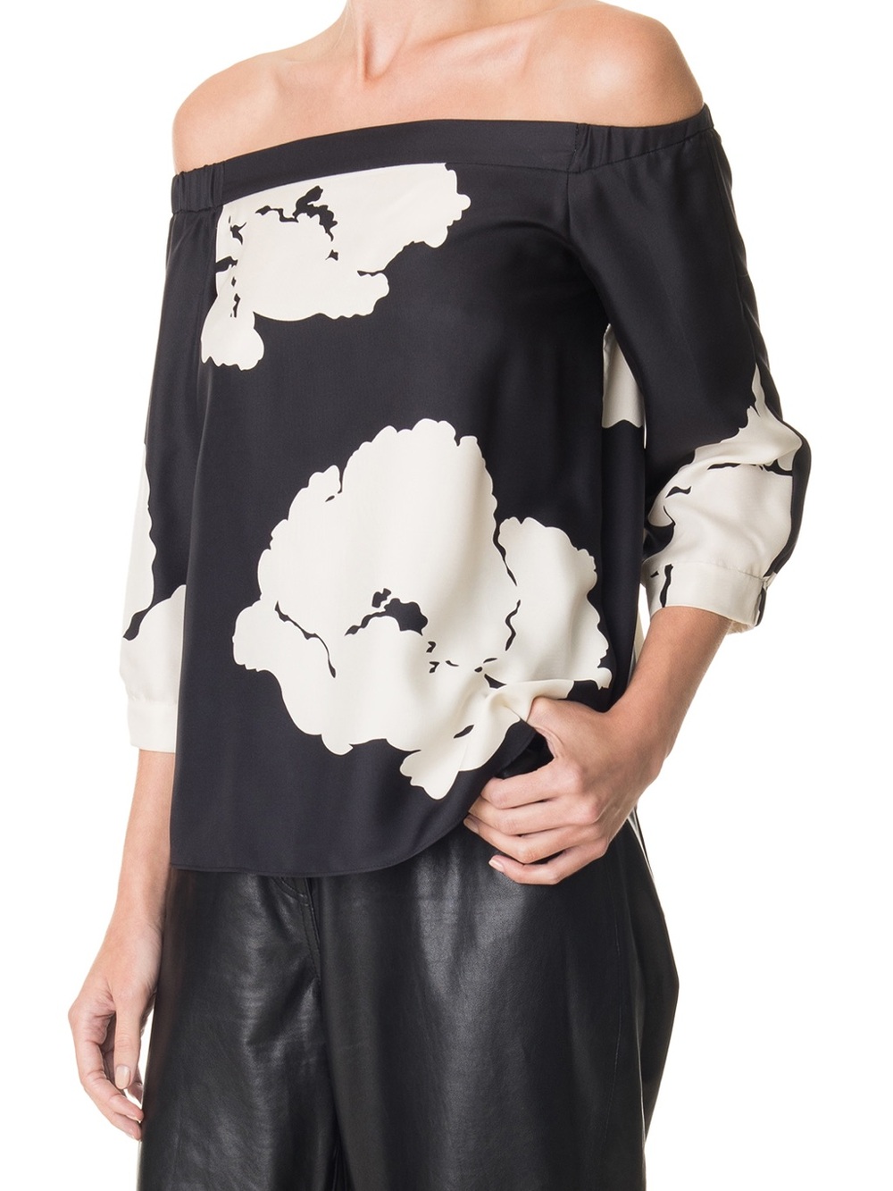 NWOT! Tibi Silk Amara Off-the-Shoulder Blouse, Size 0